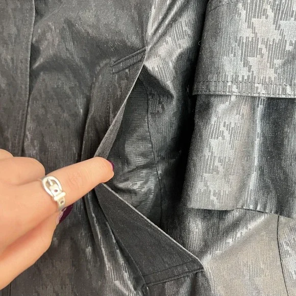 Vintage London Fog Coat Womens 4 Petite Gray Check Long Trench Lined Raincoat - Picture 3 of 10